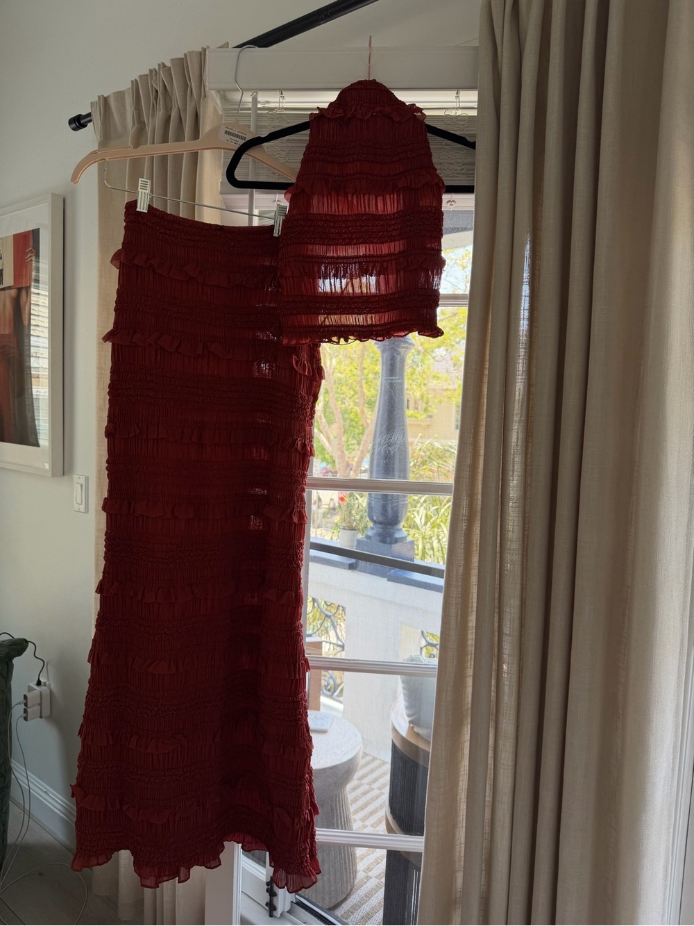 Oh Polly Ruffled Halter & Skirt Set in Burnt Red - never worn size 4 top, 6 bott - Picture 5 of 5